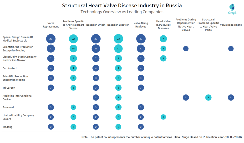 Technology VS Leading Companies of Heart Valve Patent Innovations in Russia