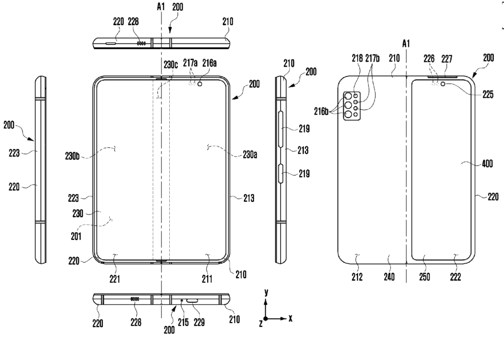 Samsung 360 degree foldable device in unfolded state