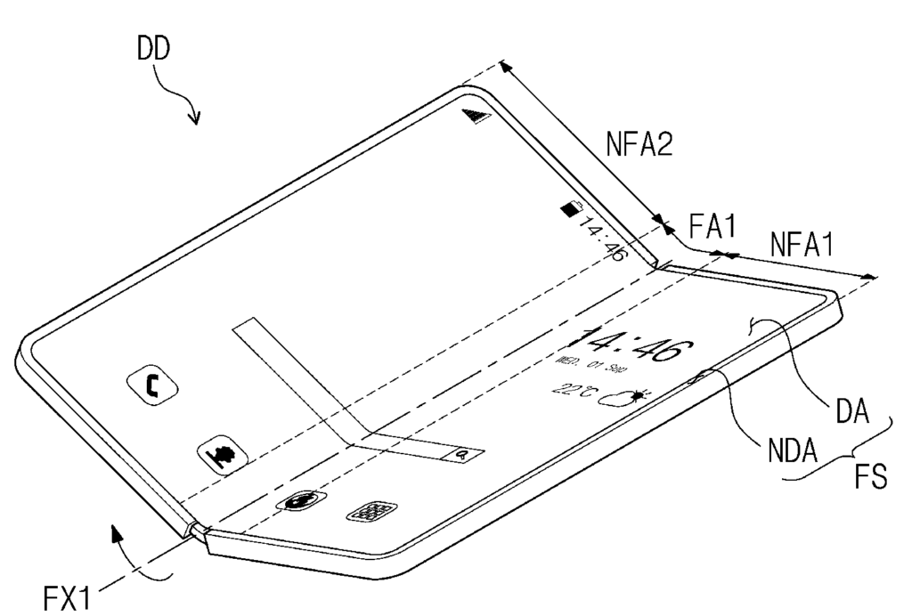 Samsung Flex In & Out Display device in process of inward folding