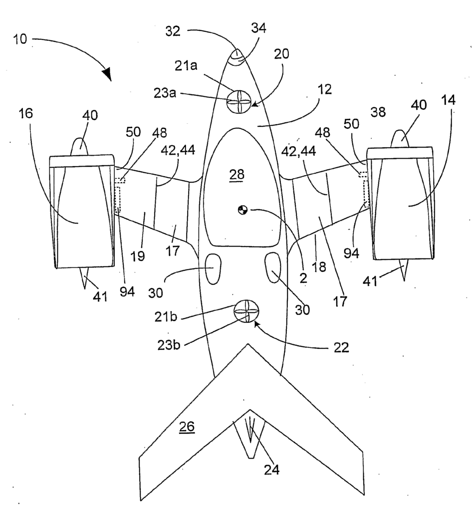 Illustration of top plan view of the Skycar