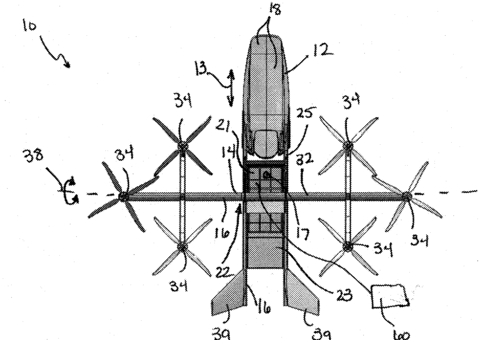 Schematic plan view of the Airspace Experience aircraft