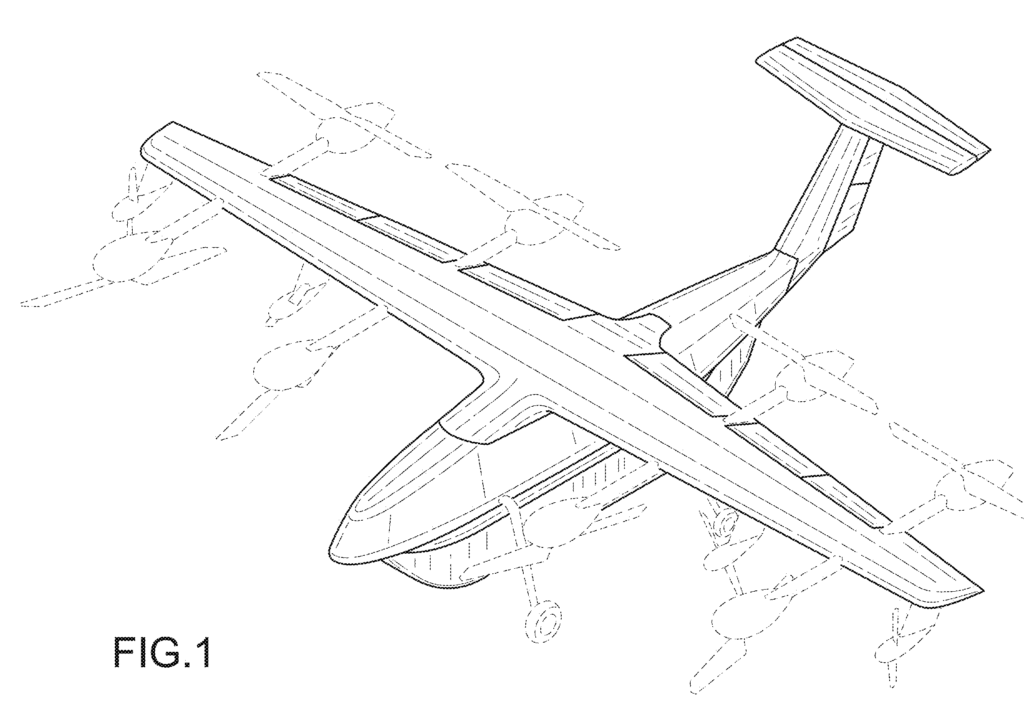 Top front perspective view of the Elroy Air aircraft with the cargo pod