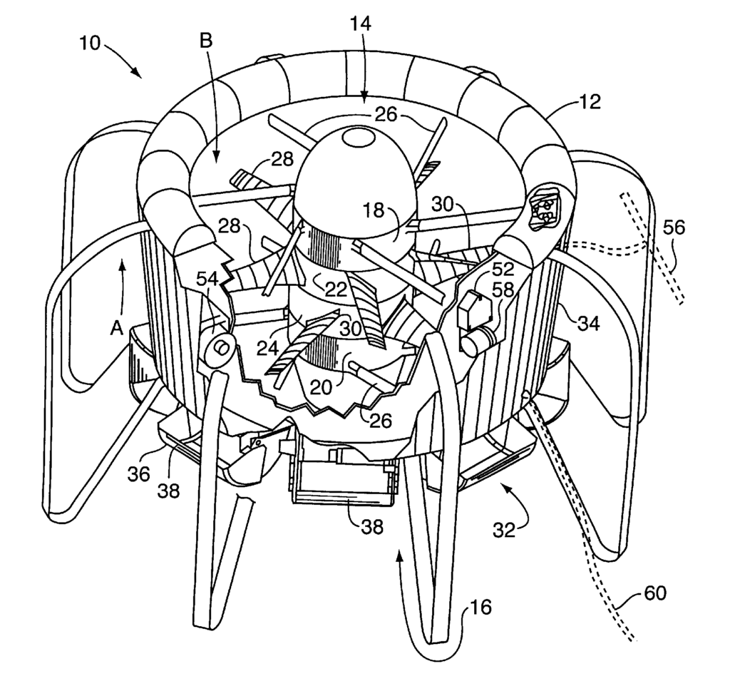 Illustration of a VTOL aircraft with multiple adjustable air deflector assemblies