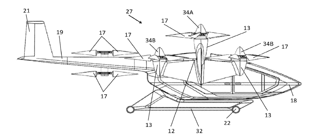 Schematic right side view of the VTOL aircraft 