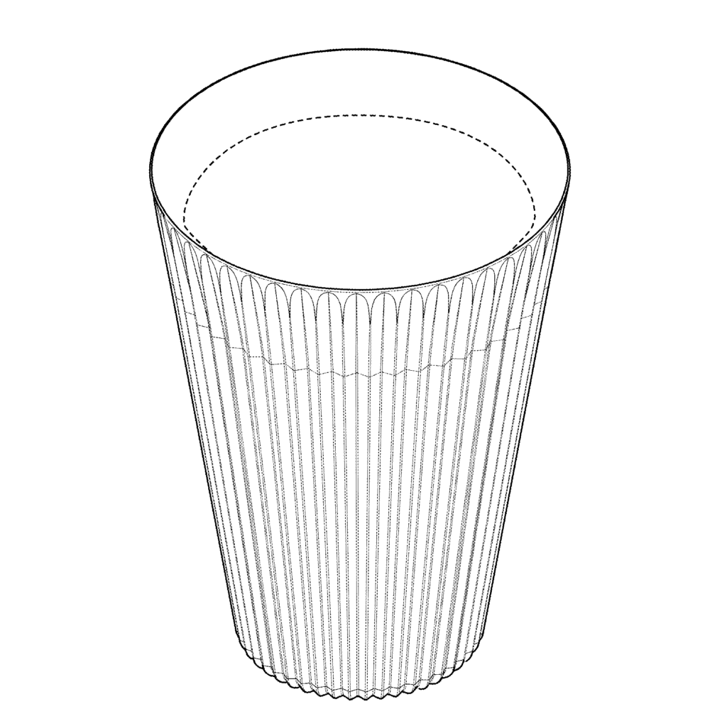 3D perspective drawing of Loliware edible cup