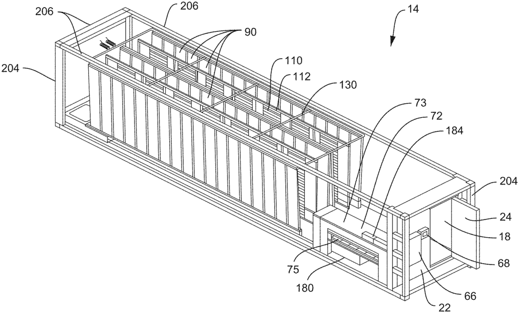 Illustration of container for modular farm of Freight Farms