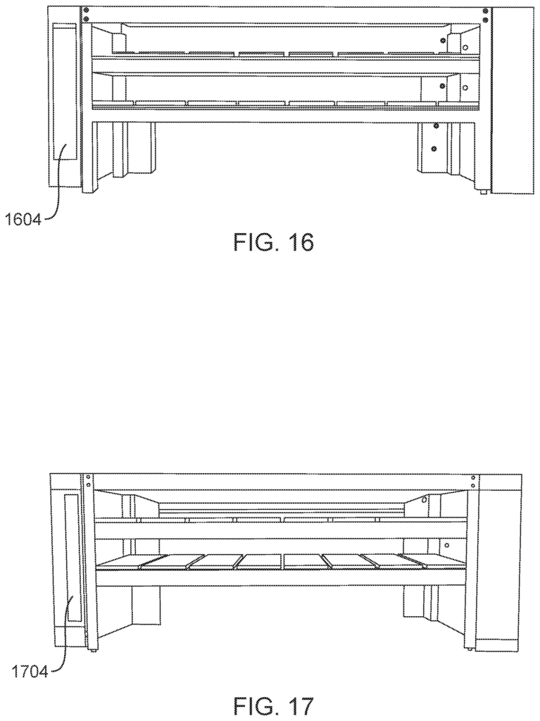 Front view of seedling table of modular farm of Freight Farms