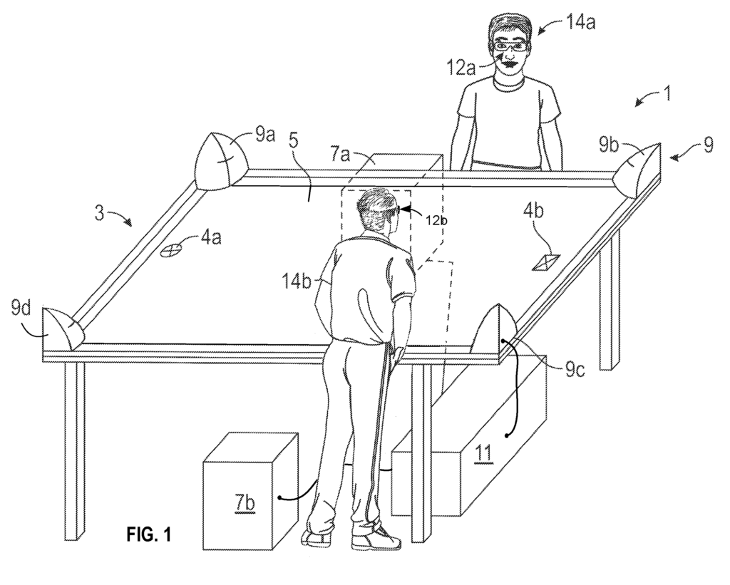 Illustration of  virtual reality imaging system for two or more users in use