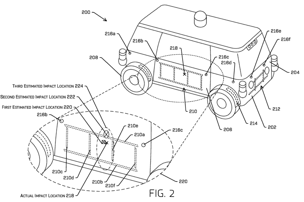 Showcasing vehicle equipped with a low-energy impact collision detection system