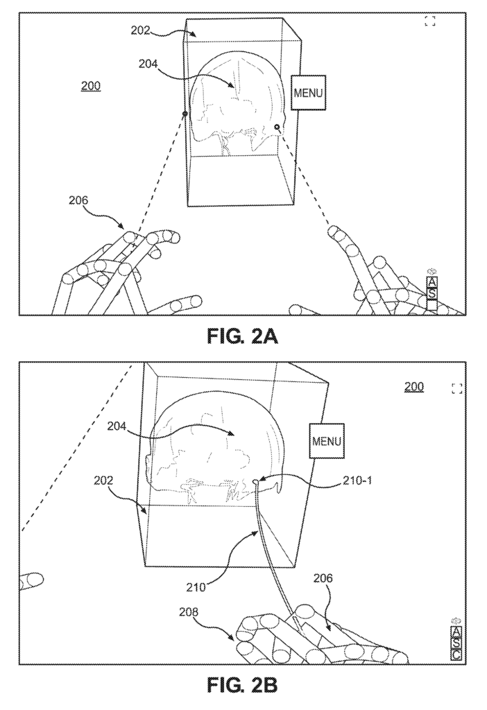 Illustration of virtual tool for showing data associated with the 3D virtual hands 