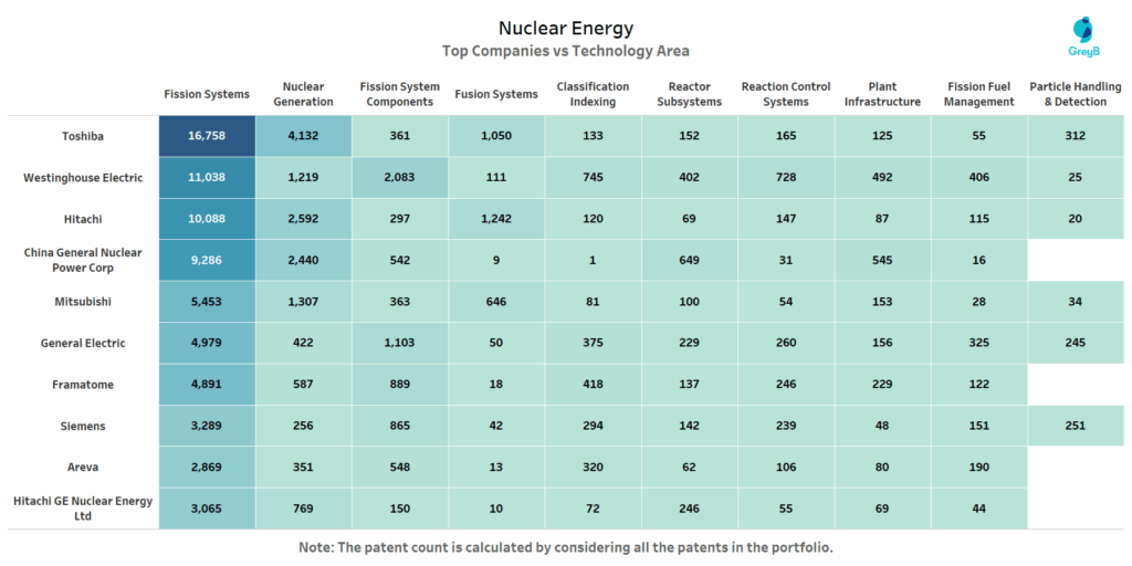 Top Companies Technology Area in Nuclear Energy 